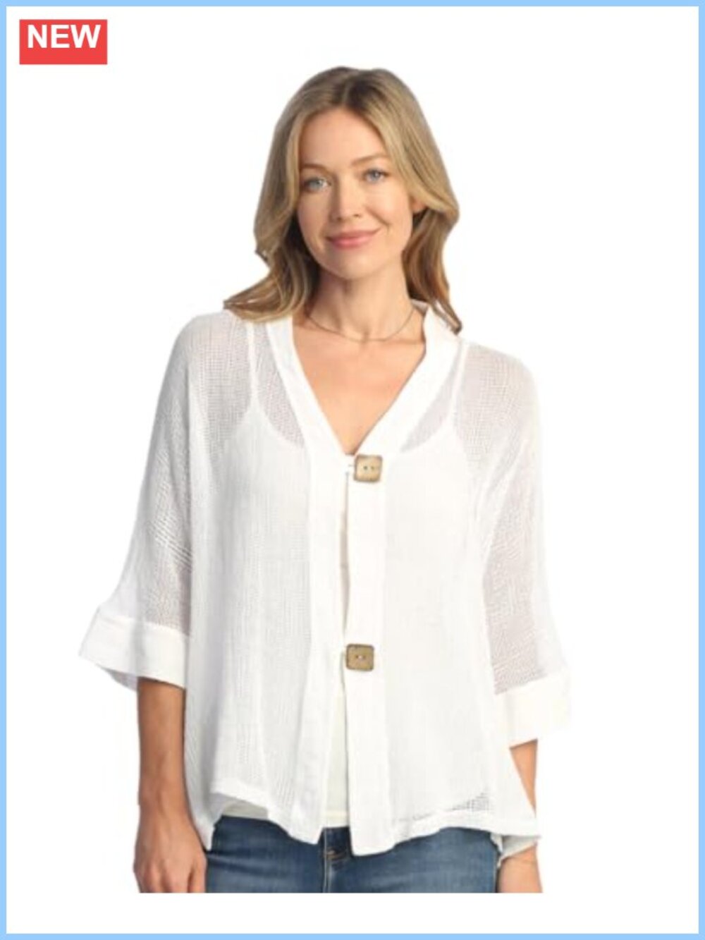 Mineral Washed Mesh Cardigan Flowy 3/4 Sleeve Cover-Up